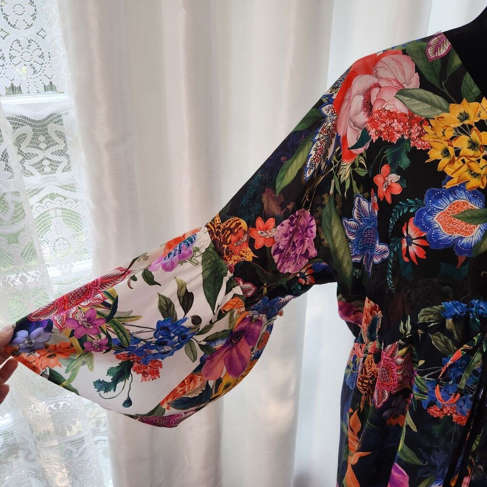 NEW Johnny Was Neon Jungle Mix Tier Dress Women S Silk Blend Tropical Boho Beach - Picture 6 of 13